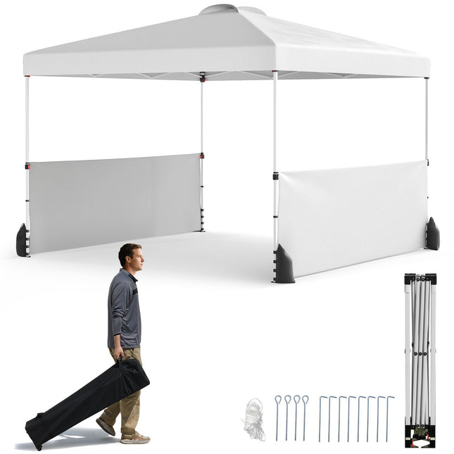 Pavilion Pop-Up 3x3m cu laterale, geanta, corzi de vant, alb
