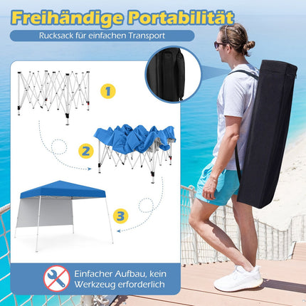 Pavilion Pop-Up 3x3m cu perete lateral, rucsac, ancore