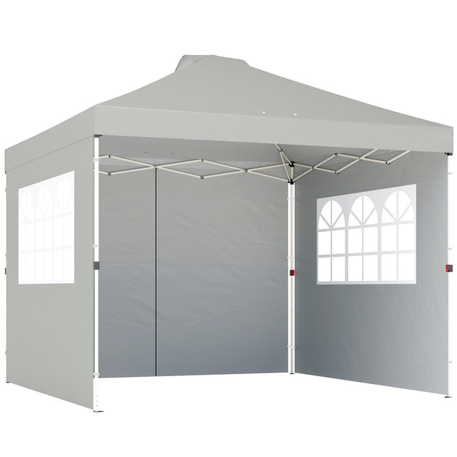 Pavilion pliabil, impermeabil UV50+, 3 pereți laterali, gri deschis