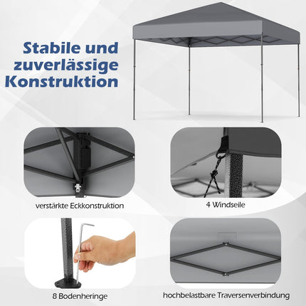 Pavilion pliabil cu protecție UV50+, înălțime reglabilă, gri