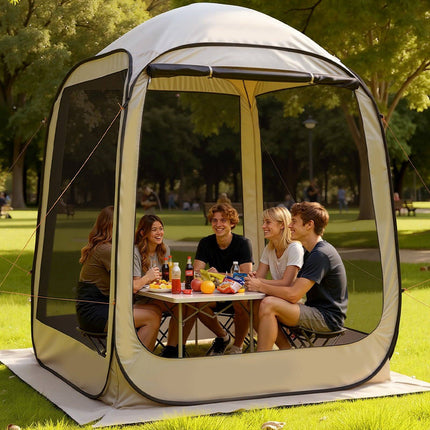 Pop-Up Screen House Tent, 4–6 Person, Beige