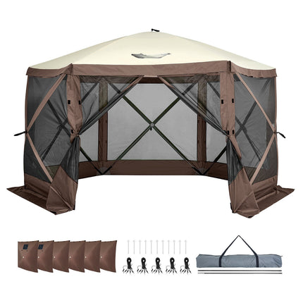 Pop-Up Screen Tent 11.5x11.5 ft, 6-Sided, Mosquito Net