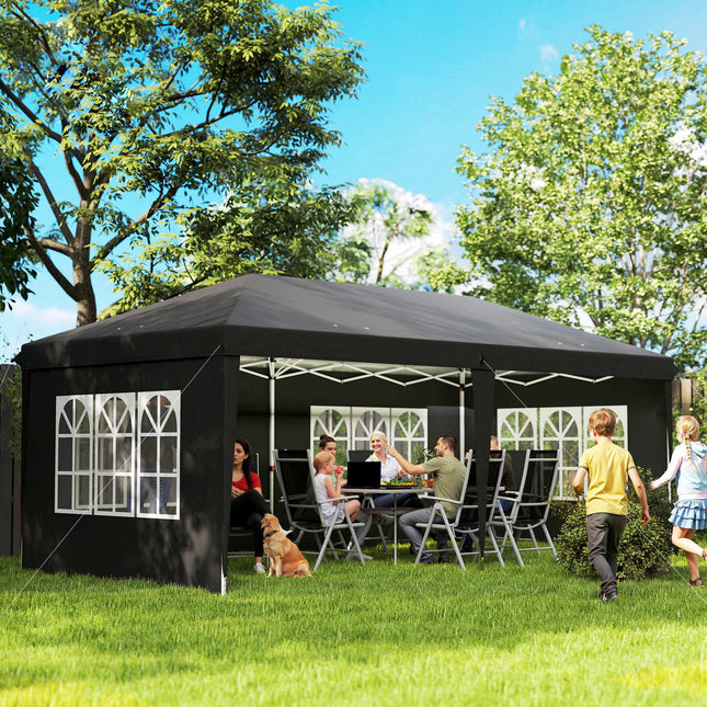 Pavilion pliabil impermeabil 3x6m cu protecție UV, negru