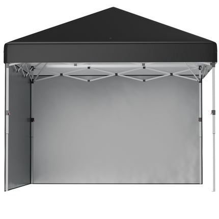 Pavilion pliabil 2,97 x 2,97 m cu protecție UV și pereți laterali, cort de petrecere cu sac de nisip, cort pop-up pentru terasă din oțel negru