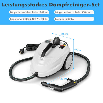 Aparat de curățat cu abur portabil de 2000 W, set de 15 accesorii