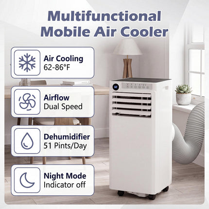 Aparat de aer condiționat portabil 4 în 1, 7000 BTU, dezumidificator și ventilator