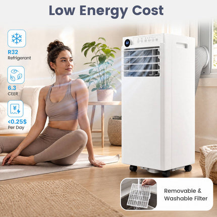 Aparat de aer condiționat portabil 4 în 1, 7000 BTU, dezumidificator și ventilator