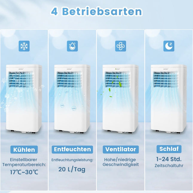 Aparat de aer condiționat portabil 2,5 kW, 4 în 1 cu dezumidificator