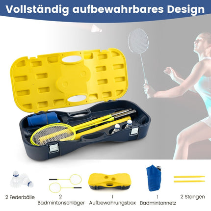 Set portabil de badminton cu plasă, 2 rachete și volane