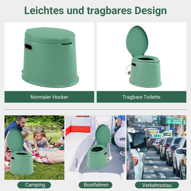 Toaletă portabilă de camping cu găleată detașabilă, capacitate 200 kg