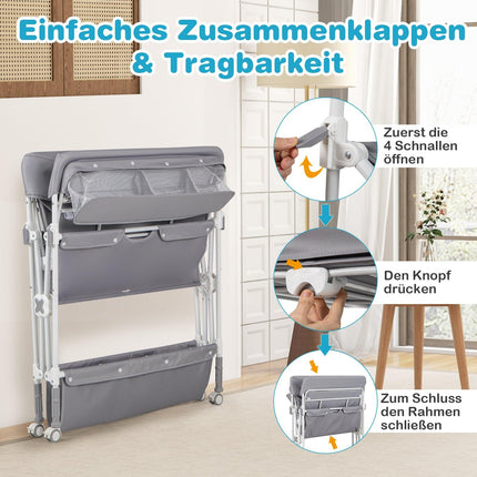 Masă de schimbat portabilă cu înălțime reglabilă și roți
