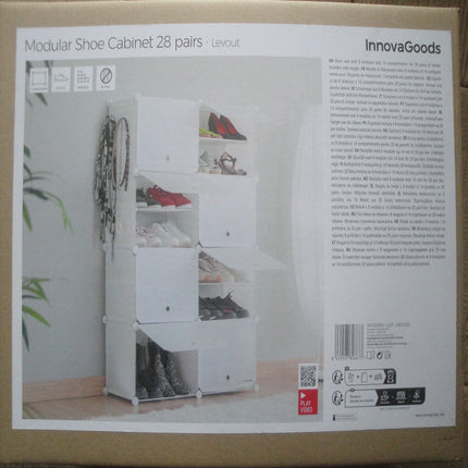 Portable Modular Shoe Cabinet InnovaGoods White - 28 pairs
