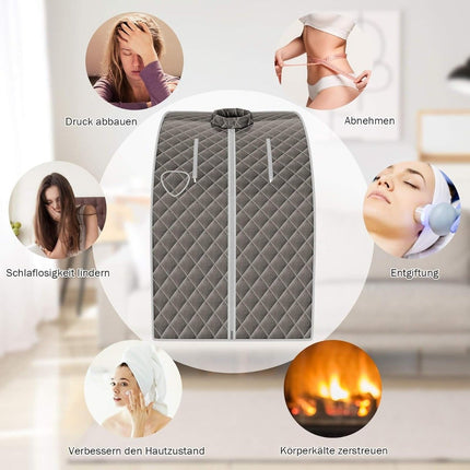 Sauna portabila cu aburi, 3L 1000W, 9 setari de temperatura, gri