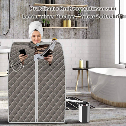 Sauna portabila cu aburi, 3L 1000W, 9 setari de temperatura, gri