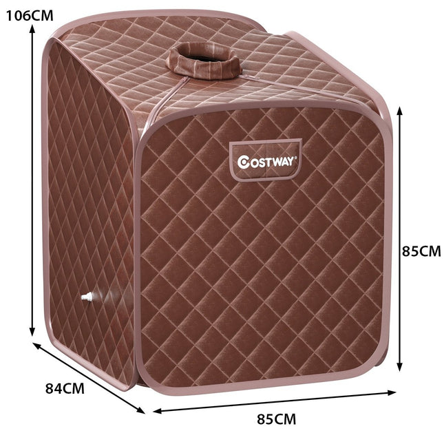 Portable Steam Sauna Spa with Chair Foot Massage Roller and Absorbent Mat 9 Adjustable Temperature Levels Indoor Spa Cabin Coffee