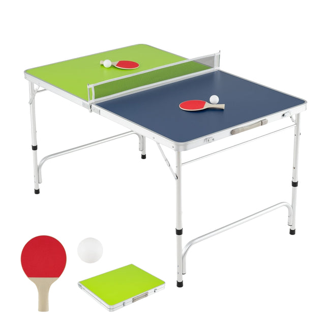 Set masă de tenis de masă portabilă, 120 x 76 cm, înălțime reglabilă