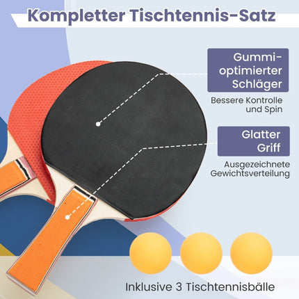 Set de masă portabilă de tenis de masă cu plasă și 2 rachete și 3 mingi mini masă de tenis de masă