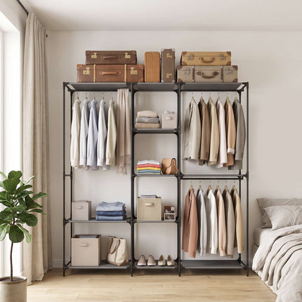 Dulap textil portabil, negru, 182 x 43 x 182 cm