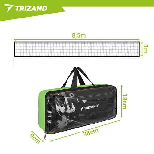 Plasă de volei portabilă cu sac, 8,5x1m, neagră