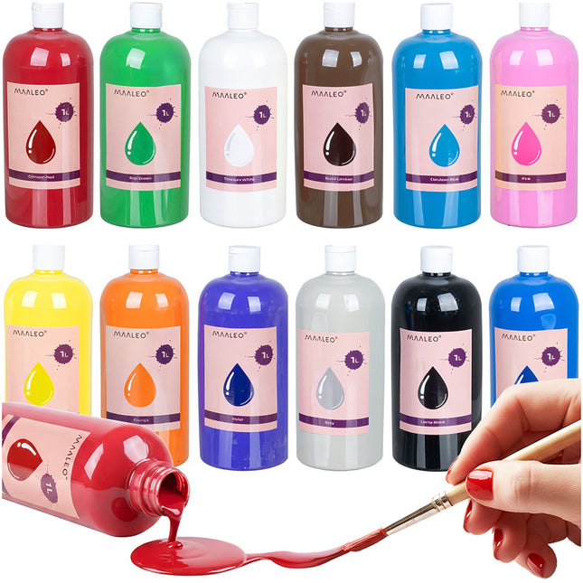 Set de vopsea pentru postere, 12 culori, 1 litru fiecare