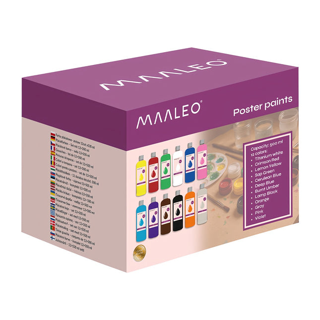 Set de vopsea pentru postere – 12 culori, 500 ml fiecare