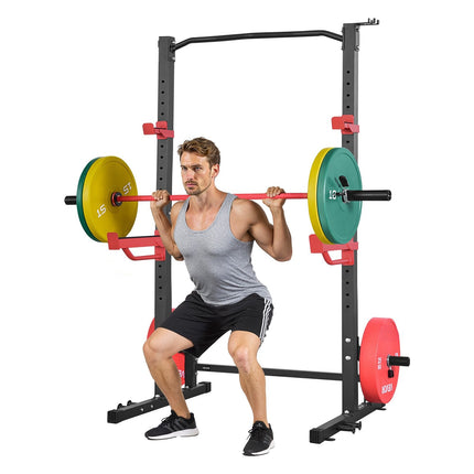 Power Cage Squat Rack With Pull-Up Bar, 1000 lb; Adjustable J-Hooks