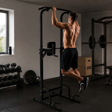 Turn de alimentare pentru sala de sport de acasă, înălțime reglabilă, oțel negru