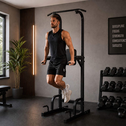 Turn de alimentare pentru sala de sport de acasă, înălțime reglabilă, oțel negru