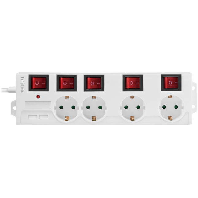 Power outlet with separate switches 4-way White