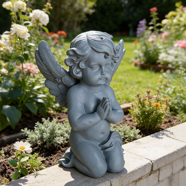 Statuie de înger rugător pentru cimitir sau grădină