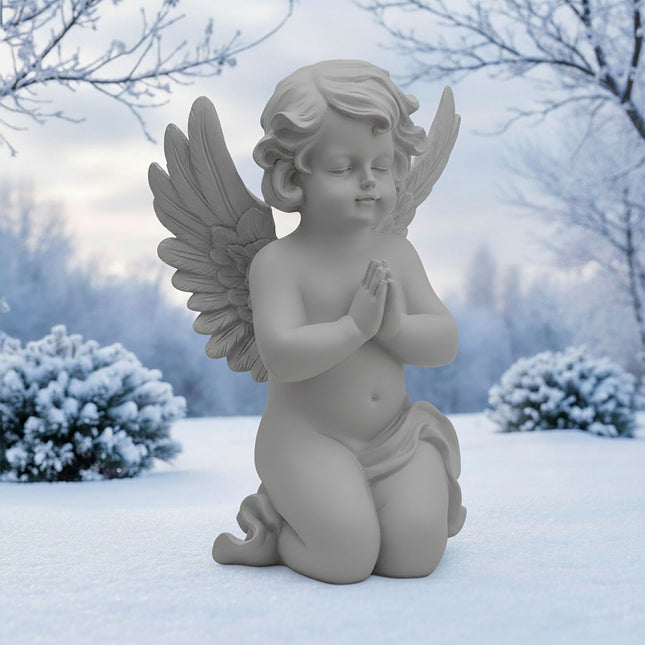 Statuie de înger rugător pentru cimitir sau grădină