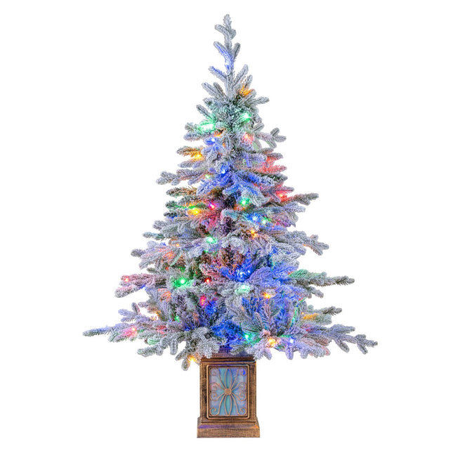 Brad de Crăciun artificial pre-iluminat 120 cm, 100 de luminițe colorate