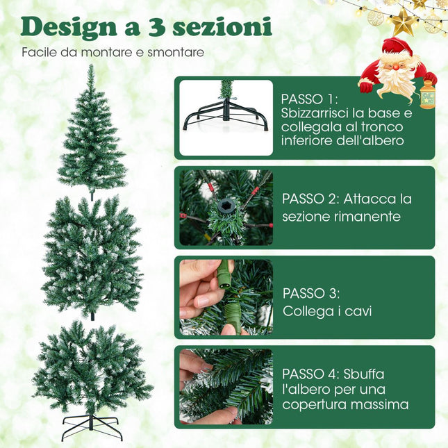 Brad de Crăciun artificial pre-iluminat 180 cm, subțire, 250 LED-uri