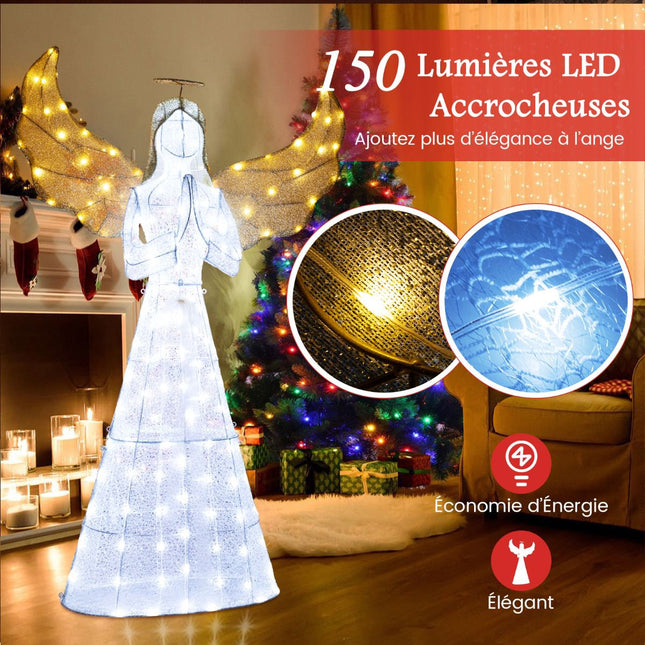 Înger de Crăciun pre-iluminat 1,55 m, 150 LED-uri, interior și exterior