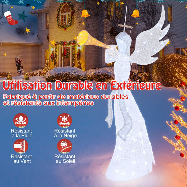 Înger de Crăciun pre-iluminat, 62 inch, 100 LED-uri, exterior