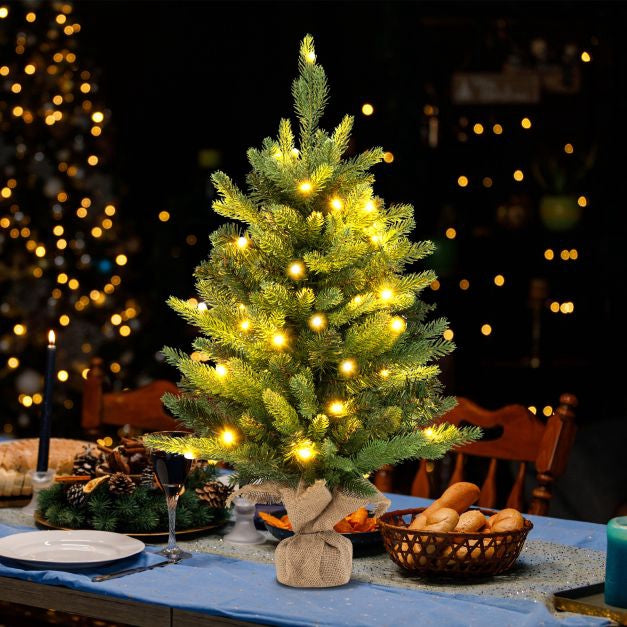 Mini brad de Crăciun pre-iluminat 60 cm, 35 LED-uri alb cald