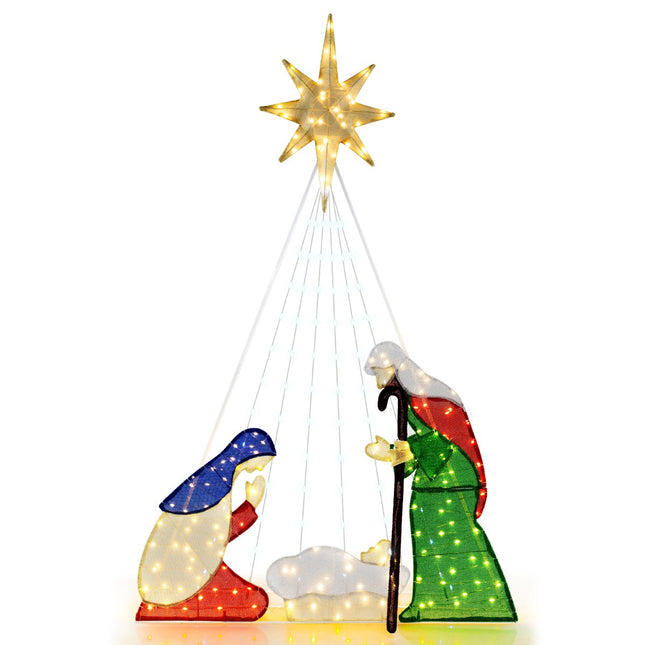 Set scenă Nașterii Domnului pre-iluminată, 180 cm, 240 LED-uri, 6 moduri