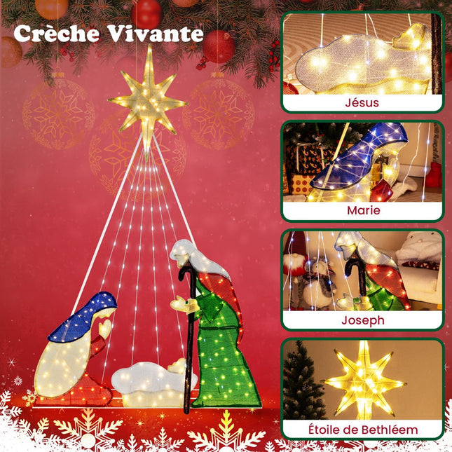 Set scenă Nașterii Domnului pre-iluminată, 180 cm, 240 LED-uri, 6 moduri
