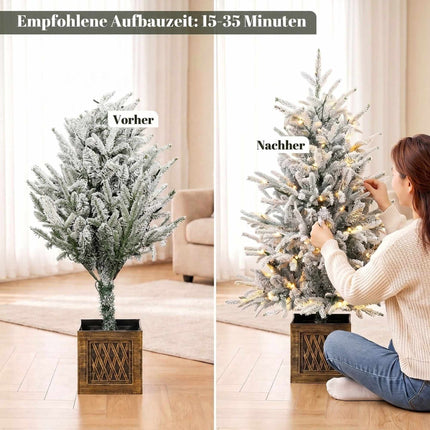 Pre-Lit Tabletop Christmas Tree 90 cm, 70 Warm White LEDs, Flocked, 488 Tips