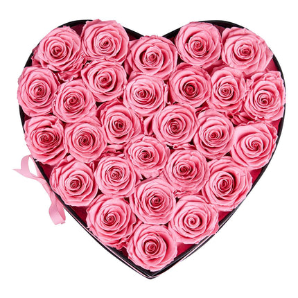 Preserved Roses, 27 Pink Roses in Heart-Shaped Box