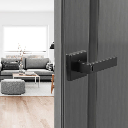 Privacy Door Lever Handle, Matte Black, Reversible, 5-Pack
