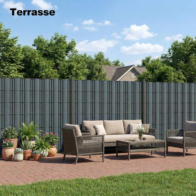 Set benzi pentru gard de intimitate, rezistente la UV, impermeabile, 35 m x 19 cm, gri