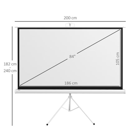 Ecran proiector cu suport, 186x105 cm, 16:9 HD 4K