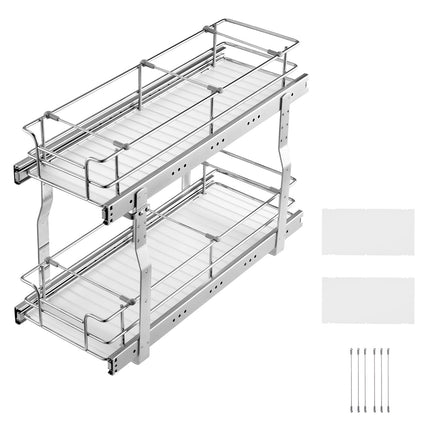 Pull Out Cabinet Organizer 2-Tier, 60 lb Capacity, 8.5 x 21 x 15 in