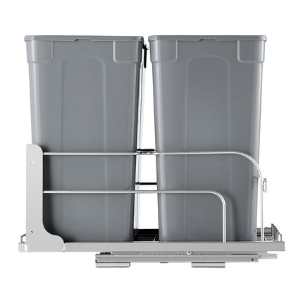 Pull-Out Trash Can, Double 35 Qt, Soft-Close, Grey