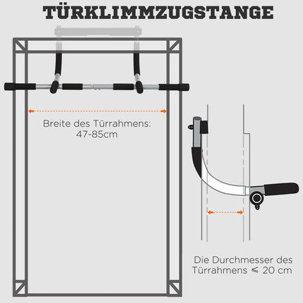 Suport de antrenament multifuncțional pentru bară de tracțiuni, bară de ușă din oțel și spumă, negru + gri, 92X40X17Cm