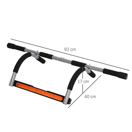 Suport de antrenament multifuncțional pentru bară de tracțiuni, bară de ușă din oțel și spumă, negru + gri, 92X40X17Cm