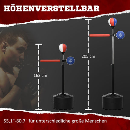 Adjustable boxing rack with reflex bar and bag, 1.63-2.05 M