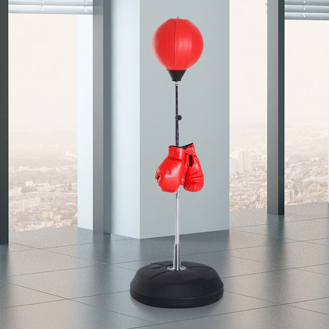 Sac de box, suport de box 1,26-1,44 m cu manusi, minge de box, minge de box in picioare reglabila pe inaltime, antrenor de box in picioare pentru box, piele artificiala