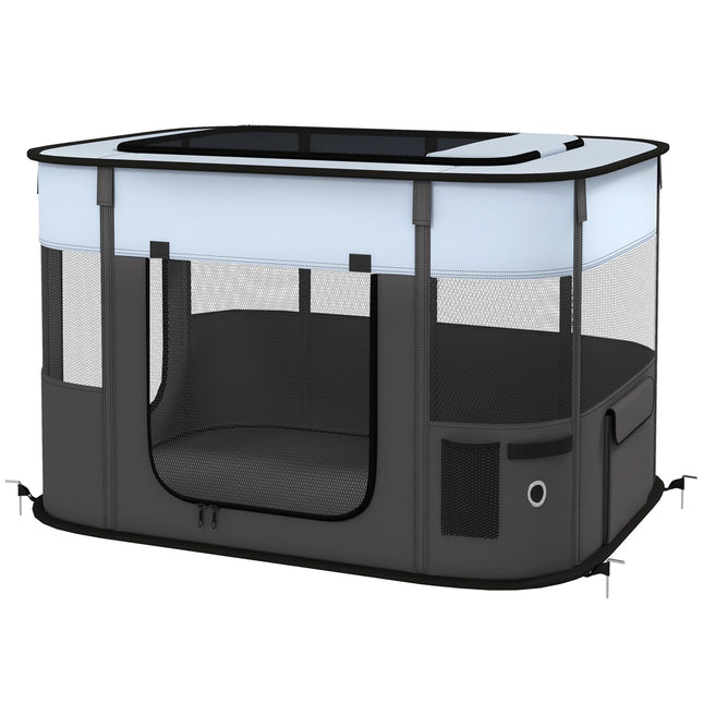 Puppy playpen with doors, foldable & breathable, 94x74x60 cm
